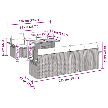 Set Divano da Giardino con cuscino 8 pcs beige e panna
