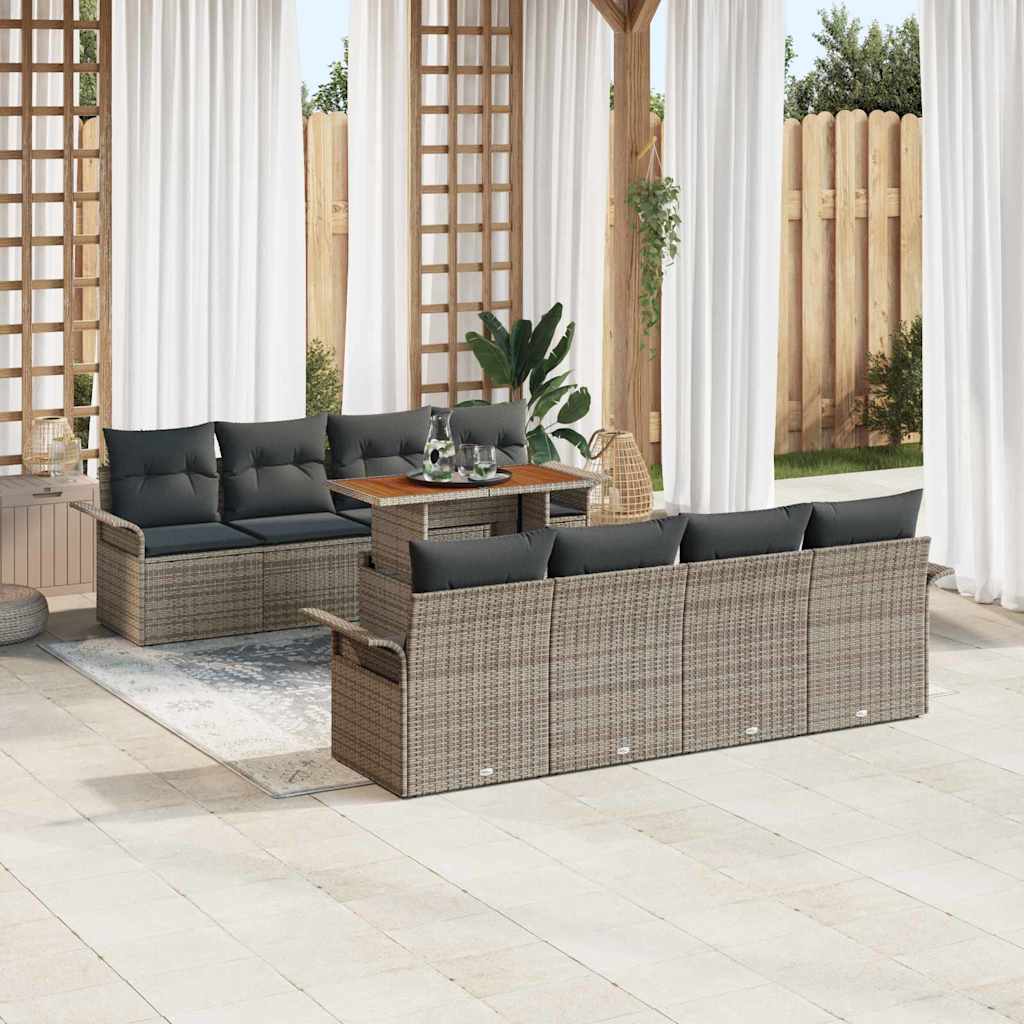 Set Divano da Giardino con cuscino 7 pcs Grigio polyrattan | homemem39