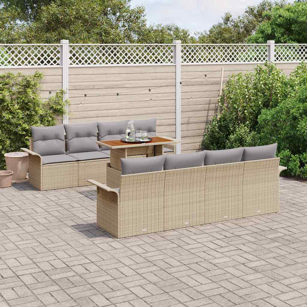 Set Divano da Giardino 7 pcs Beige e Grigio Chiaro polyrattan | homemem39