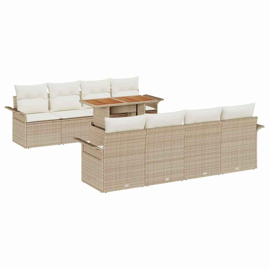 Set Divano da Giardino 7 pcs Beige e Crema polyrattan
