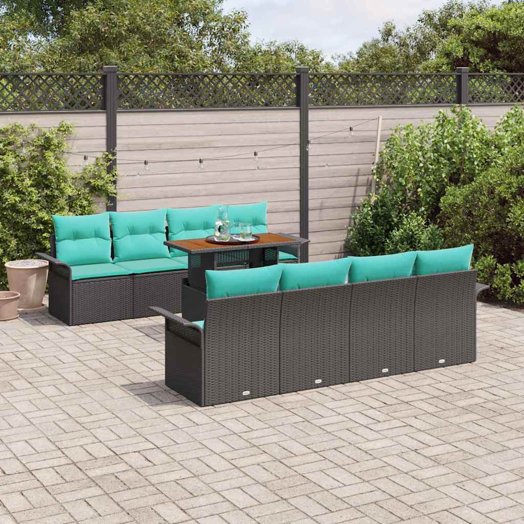 Set Divano da Giardino con cuscino 7 pcs Nero e blu | homemem39