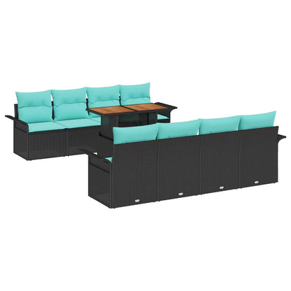 Set Divano da Giardino con cuscino 7 pcs Nero e blu | homemem39