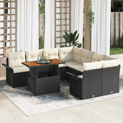 Set Divano da Giardino con cuscino Nero e crema | homemem39