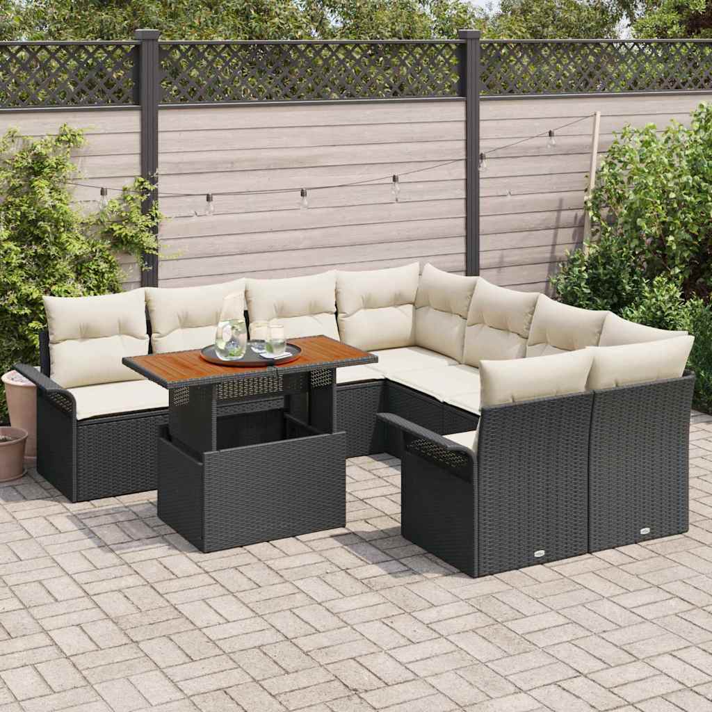 Set Divano da Giardino con cuscino Nero e crema | homemem39