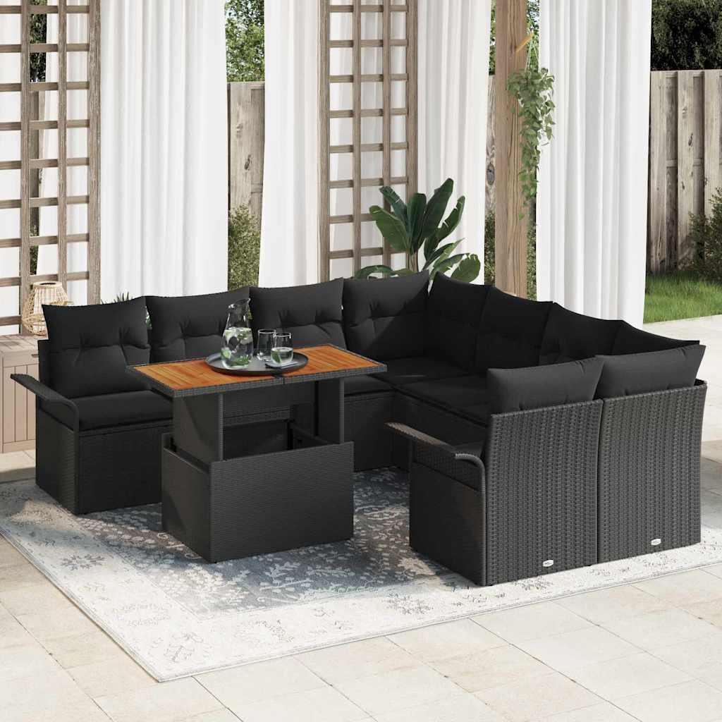 Set Divano da Giardino con cuscino Nero | homemem39