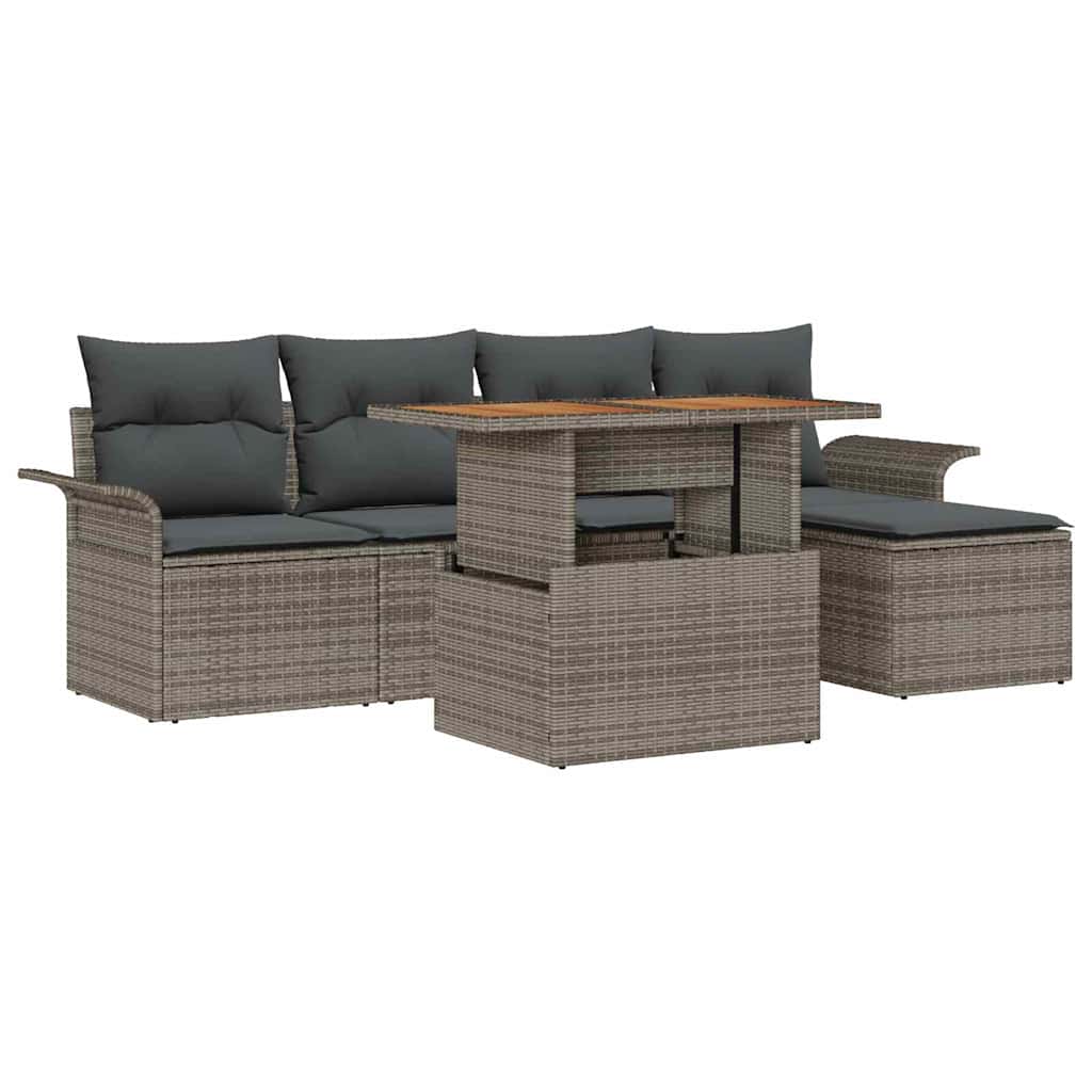 Set Divano da Giardino con cuscino 6 pcs Grigio | homemem39