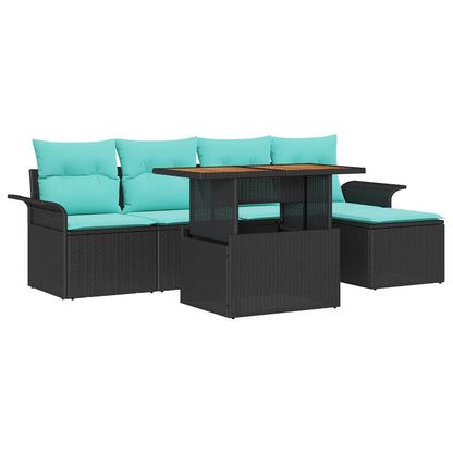 Set Divano da Giardino con cuscino 6 pcs Nero e blu | homemem39