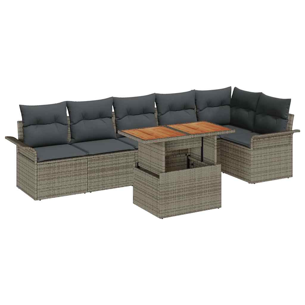 Set Divano da Giardino con cuscino 7 pcs Grigio polyrattan | homemem39