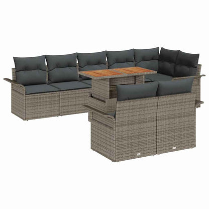 Set Divano da Giardino con cuscino 9 pcs Grigio polyrattan | homemem39