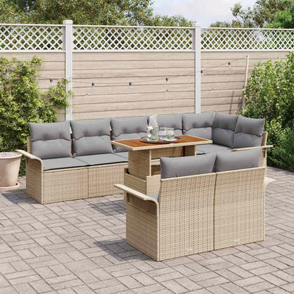 Set Divano da Giardino 9 pcs Beige e Grigio Chiaro polyrattan | homemem39