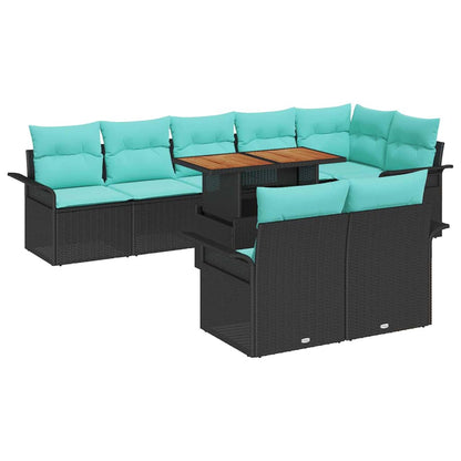 Set Divano da Giardino con cuscino 9 pcs Nero e blu | homemem39