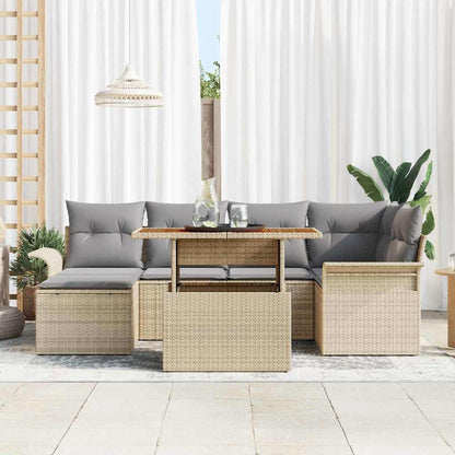 Set Divano da Giardino 7 pz Beige e Grigio Chiaro polyrattan | homemem39