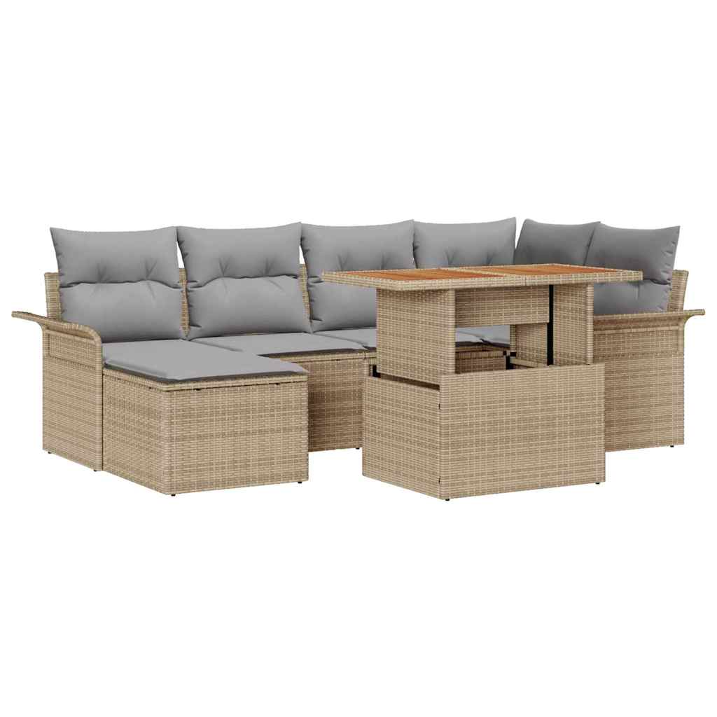 Set Divano da Giardino 7 pz Beige e Grigio Chiaro polyrattan | homemem39