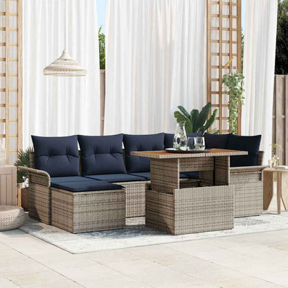 Set Divano da Giardino con cuscino 7 pcs grigio e blu navy | homemem39