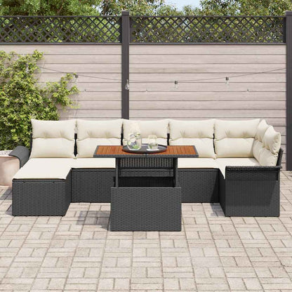 Set Divano da Giardino 8 pcs Nero e Crema polyrattan | homemem39