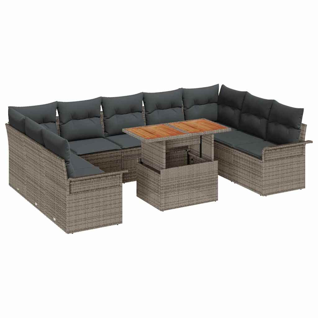 Set Divano da Giardino con cuscino 10 pcs Grigio | homemem39