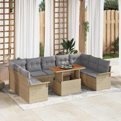Set Divano da Giardino con cuscino 10 pcs beige e grigio chiaro | homemem39