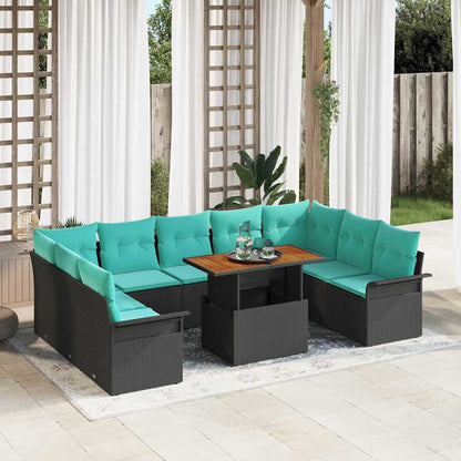Set Divano da Giardino con cuscino 10 pcs Nero e blu | homemem39