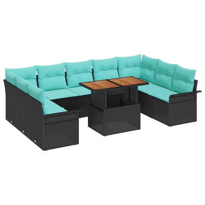 Set Divano da Giardino con cuscino 10 pcs Nero e blu | homemem39