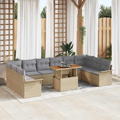 Set Divano da Giardino 11 pcs Beige e Grigio Chiaro polyrattan | homemem39
