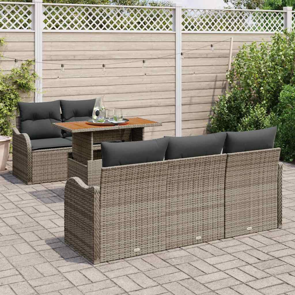 Set Divano da Giardino con cuscino 6 pcs Grigio polyrattan | homemem39