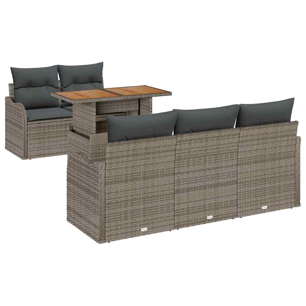 Set Divano da Giardino con cuscino 6 pcs Grigio polyrattan | homemem39