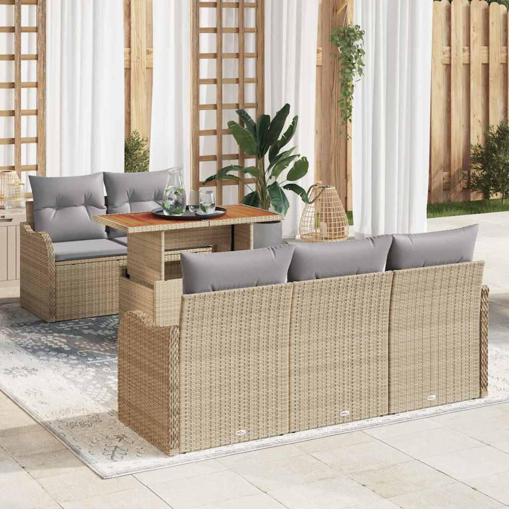 Set Divano da Giardino 6 pcs Beige e Grigio Chiaro polyrattan | homemem39