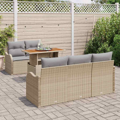 Set Divano da Giardino 6 pcs Beige e Grigio Chiaro polyrattan | homemem39