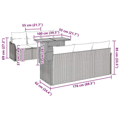 Set Divano da Giardino 7 pcs Beige e Crema polyrattan