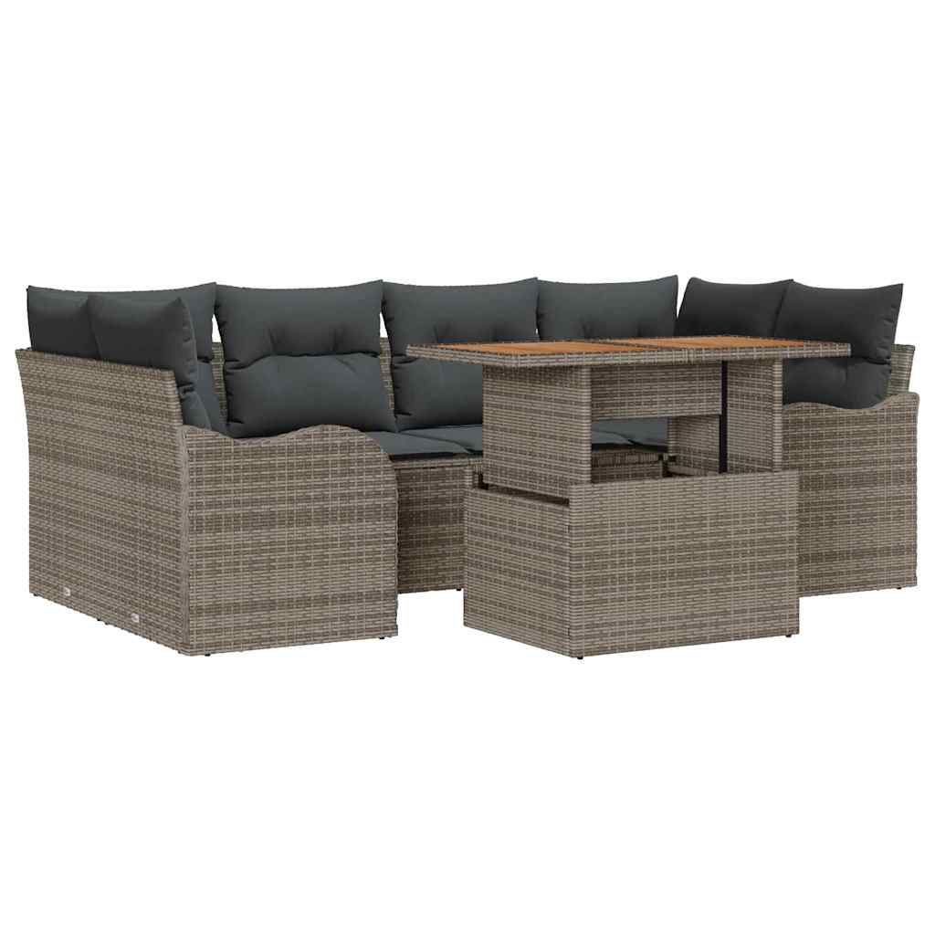 Set Divano da Giardino con cuscino 7 pcs Grigio | homemem39