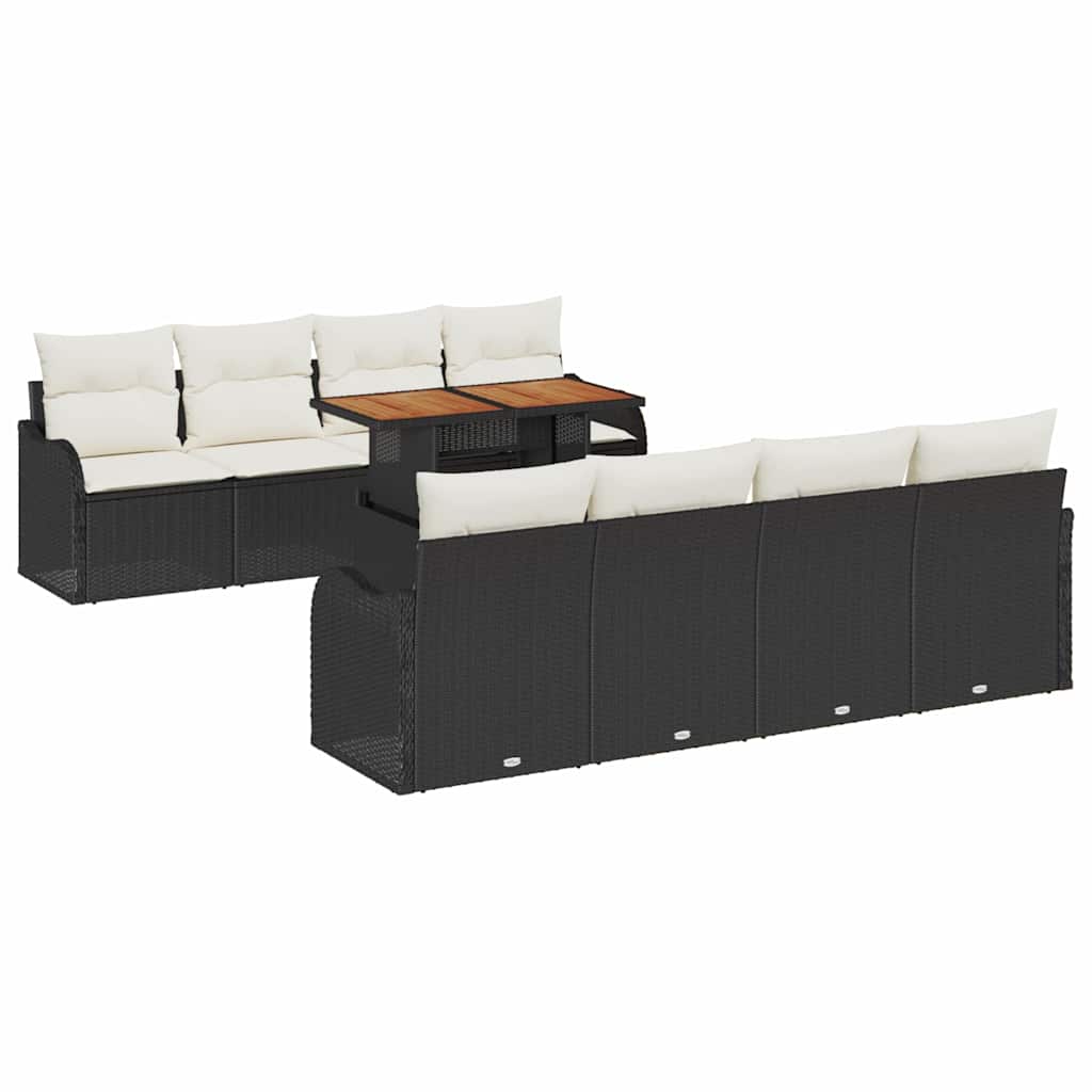 Set Divano da Giardino con cuscino 7 pcs Nero e crema | homemem39