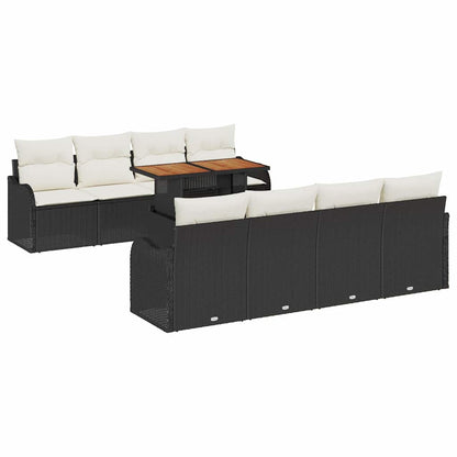 Set Divano da Giardino con cuscino 7 pcs Nero e crema | homemem39