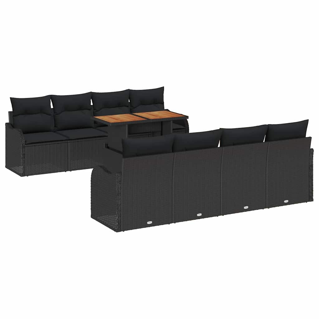 Set Divano da Giardino con cuscino 7 pcs Nero | homemem39