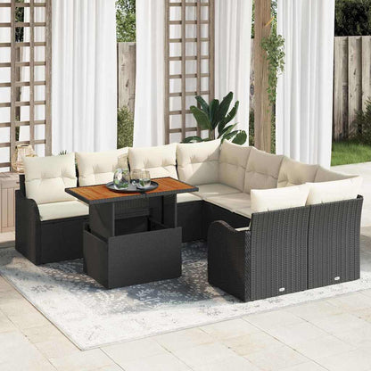 Set Divano da Giardino con cuscino 7 pcs Nero e crema | homemem39