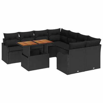 Set Divano da Giardino con cuscino 7 pcs Nero | homemem39