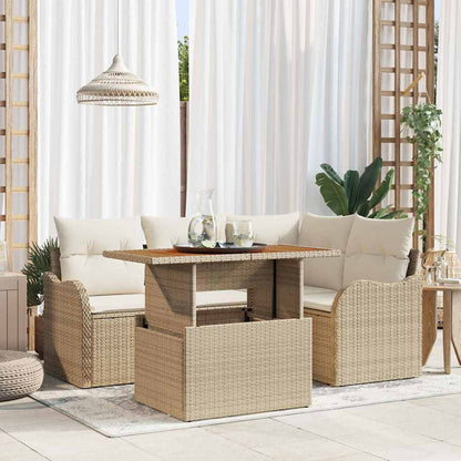 Set Divano da Giardino 5 pz 4-Numero di posti Beige e Crema | homemem39