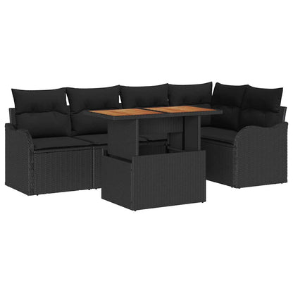 Set Divano da Giardino con cuscino 6 pcs Nero polyrattan | homemem39