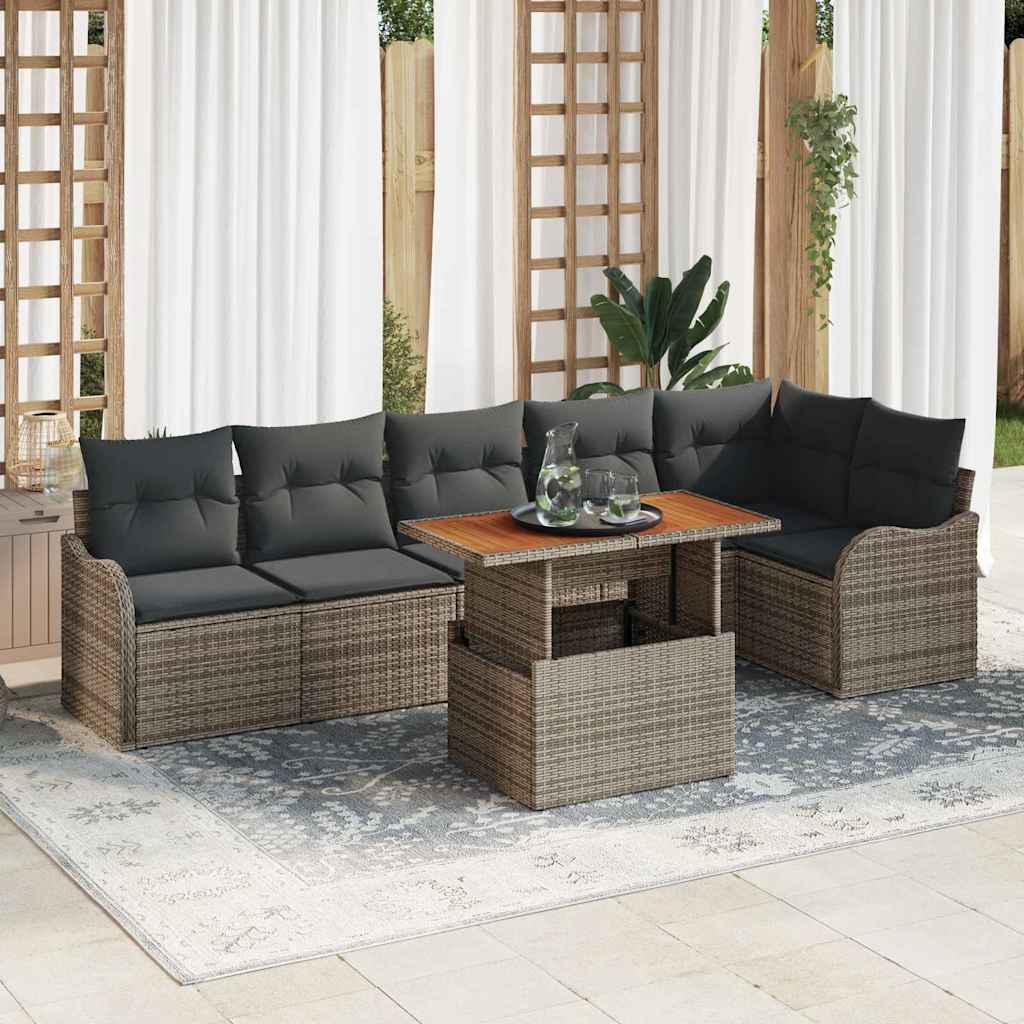 Set Divano da Giardino con cuscino 7 pcs Grigio | homemem39
