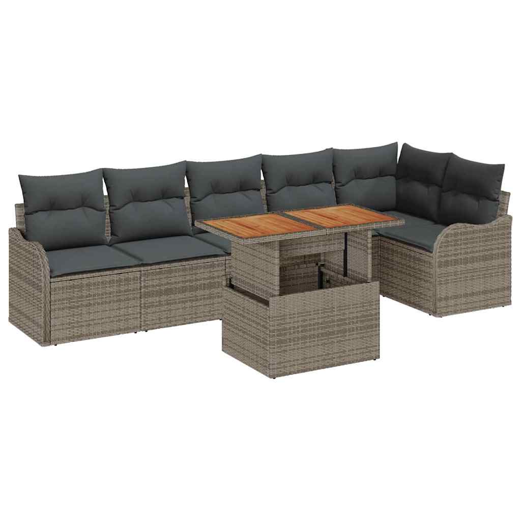 Set Divano da Giardino con cuscino 7 pcs Grigio | homemem39