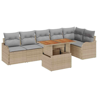 Set Divano da Giardino con cuscino 7 pcs beige e grigio chiaro | homemem39
