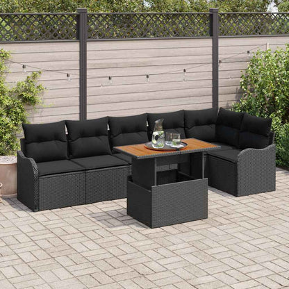 Set Divano da Giardino con cuscino 7 pcs Nero | homemem39