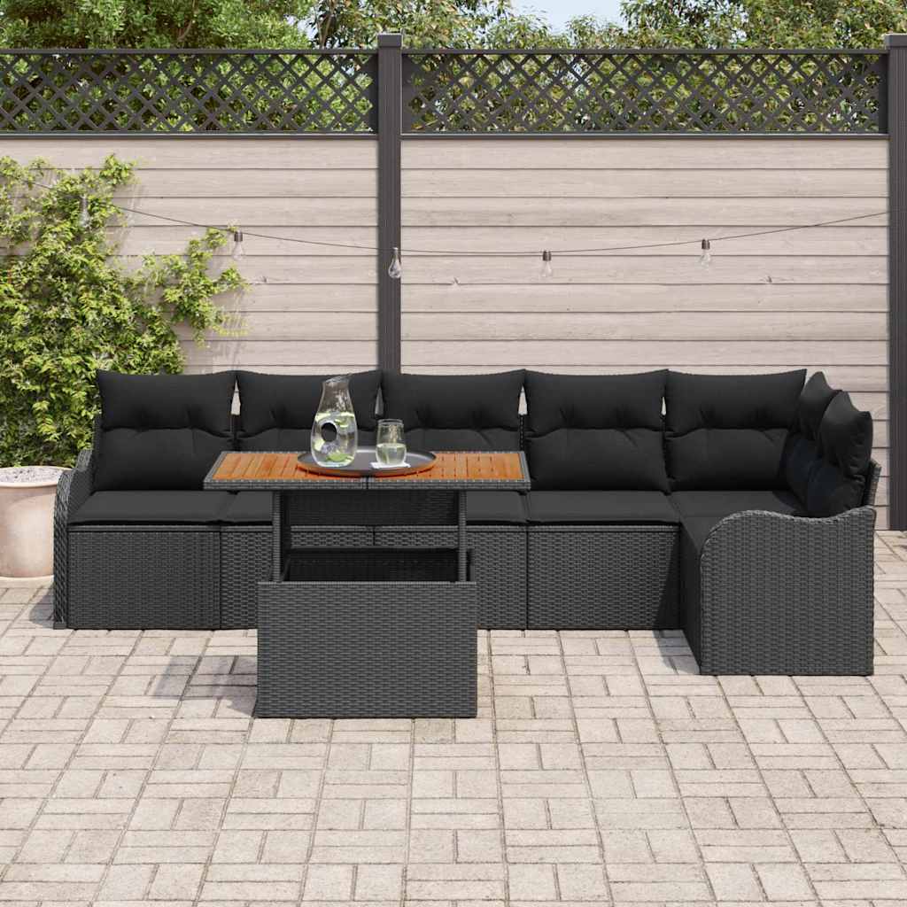 Set Divano da Giardino con cuscino 7 pcs Nero | homemem39