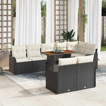 Set Divano da Giardino con cuscino 9 pcs Nero e crema | homemem39