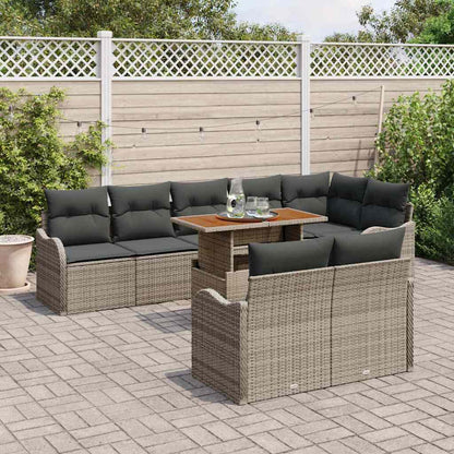 Set Divano da Giardino con cuscino 9 pcs Grigio | homemem39