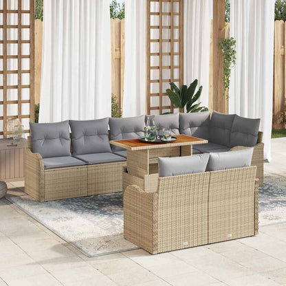 Set Divano da Giardino con cuscino 9 pcs beige e grigio chiaro | homemem39