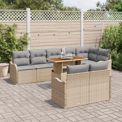 Set Divano da Giardino con cuscino 9 pcs beige e grigio chiaro | homemem39