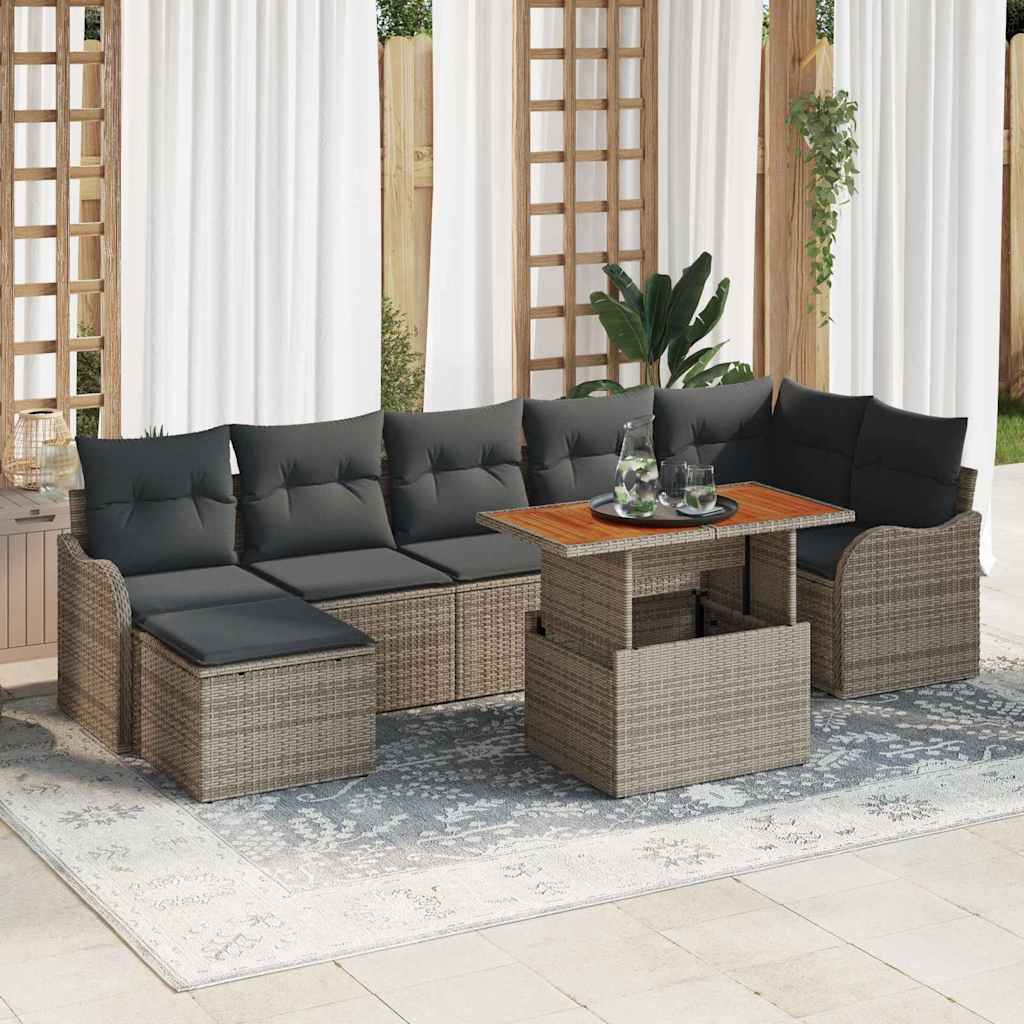 Set Divano da Giardino con cuscino 8 pcs Grigio | homemem39