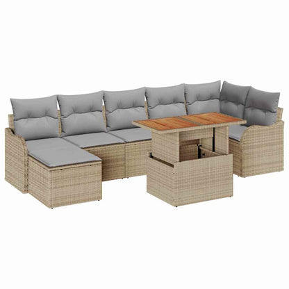 Set Divano da Giardino con cuscino 8 pcs beige e grigio chiaro | homemem39