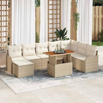 Set Divano da Giardino con cuscino 9 pcs beige e panna | homemem39