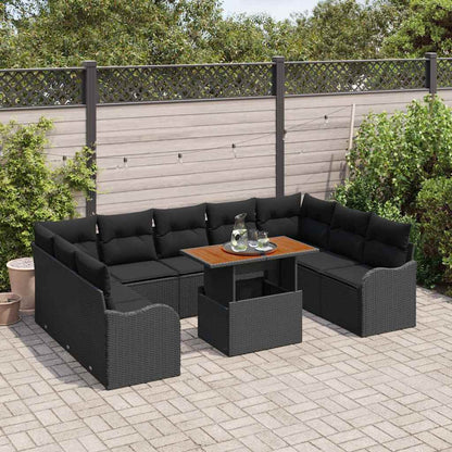 Set Divano da Giardino 10 pz 9-Numero di posti Nero